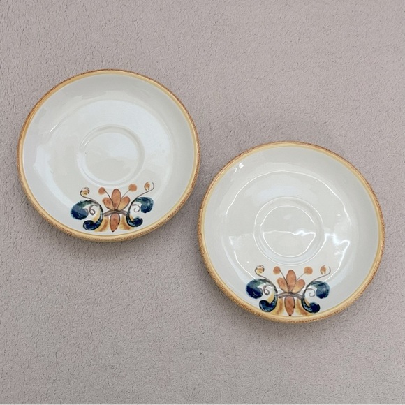 Sur La Table Italian Handpainted Saucer Plates-Harvest Gold/Navy-5 inch-Dessert - Picture 1 of 8